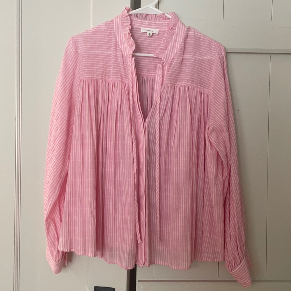 “a loves a” pink & white striped blouse